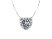 14k Heart Shaped Diamond Center Necklace - Heart Halo w/ Center Heart