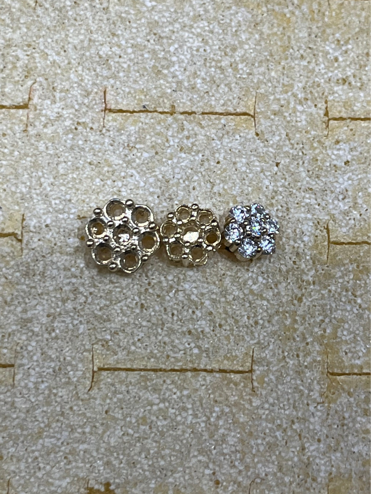 Yellow Gold Diamond Cluster Stud Earrings 10k & 14k Gold Options Available
