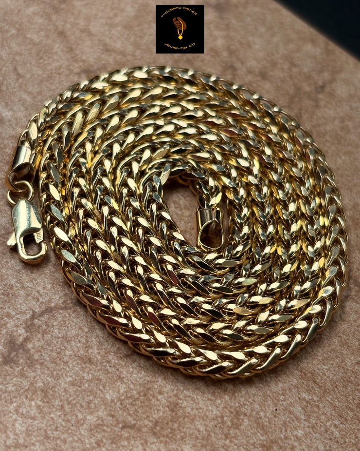 10k 14k Hollow Palm Chains - Yellow, Rose, White Gold Wheat Chain - Multiple Size Options - Gold Palm Wheat Chain