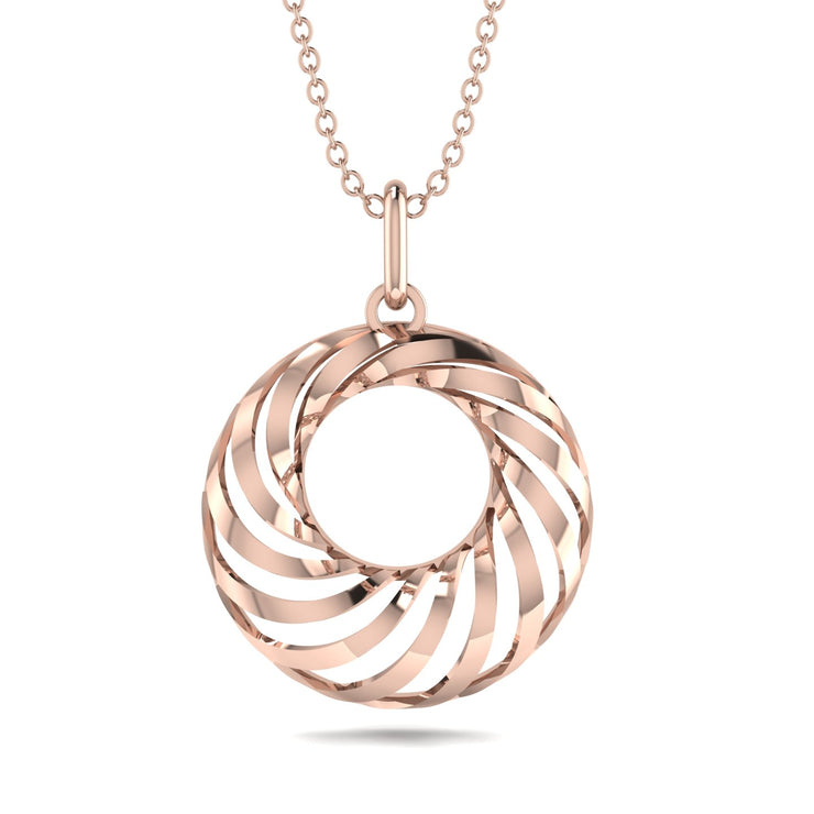 10k 14k Yellow Gold Custom Geometric Spiral Pendant