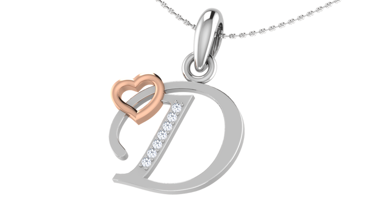 Diamond and Gold Initial pendants w/ solid heart - Multi color captions available