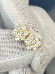 Yellow Gold Diamond Cluster Stud Earrings 10k & 14k Gold Options Available