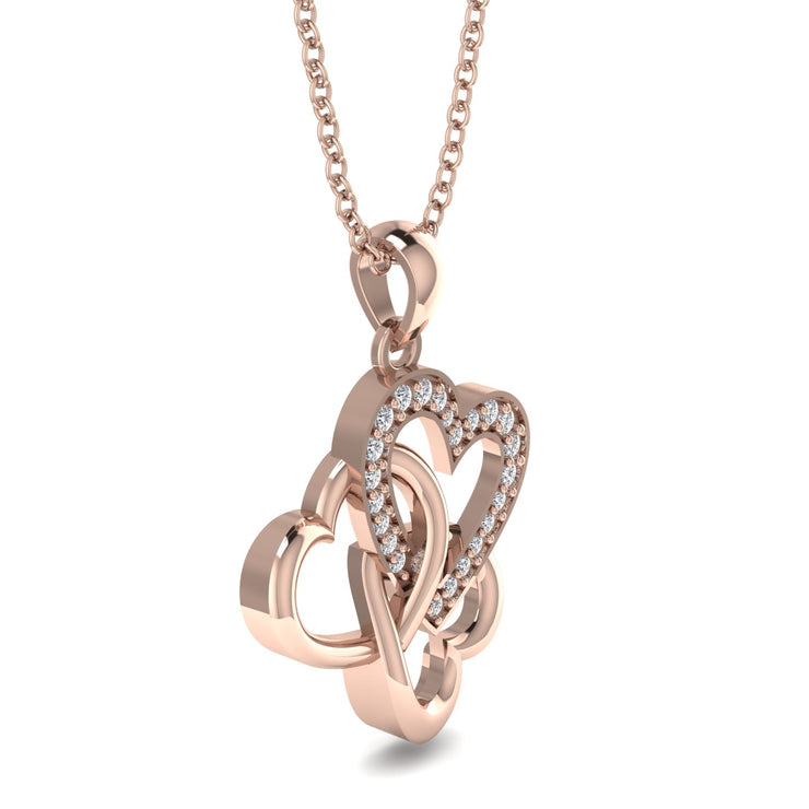 10k Triple Interlocked Heart Pendant