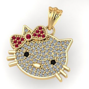 10k 14k Diamond Hello Kitty Charm + Ring + Earring Collection - Custom Hello Kitty