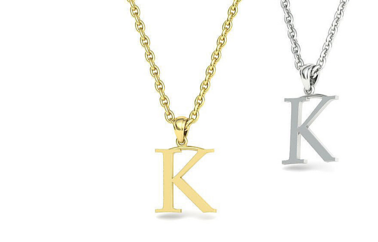 10k 14k Solid Gold Initials Pendants - Letters A-Z Available