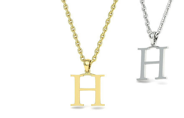 10k 14k Solid Gold Initials Pendants - Letters A-Z Available
