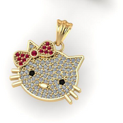 10k 14k Diamond Hello Kitty Charm + Ring + Earring Collection - Custom Hello Kitty