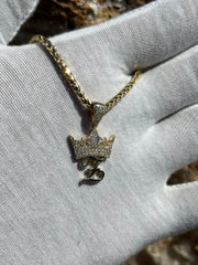Solid Gold Initial Pendant w/ Diamond Crown and Bail - 10k and 14k Initial Pendant - Diamond Crown Initial Pendant - A-Z Available