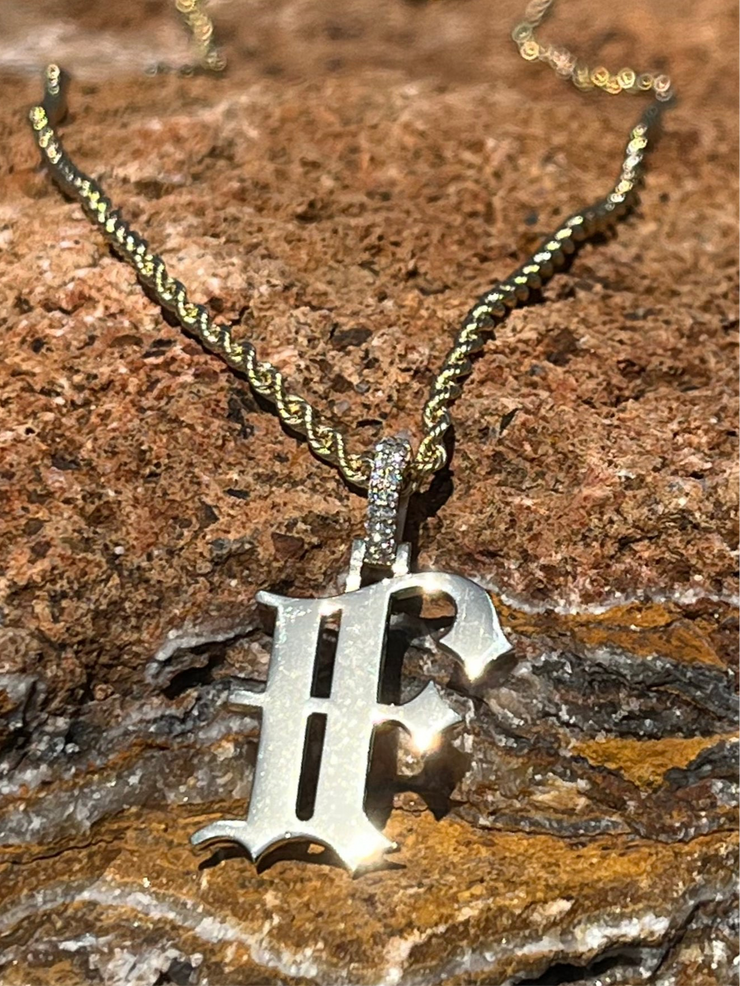 10k 14k Old English Initial Pendant w/ Diamond Bail • A-Z Available