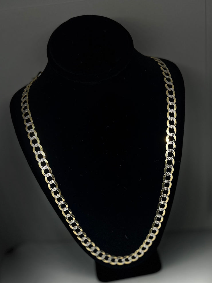 10k 14k Cuban Link Chain - Flat Cuban Link Chain