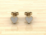 14k Solid Gold Heart Shaped Flat Diamond Stud Earrings