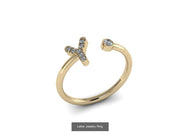 10k Yellow Gold Diamond Ring w/ Gold Band and Diamond Letter - Diamond Initial Ring