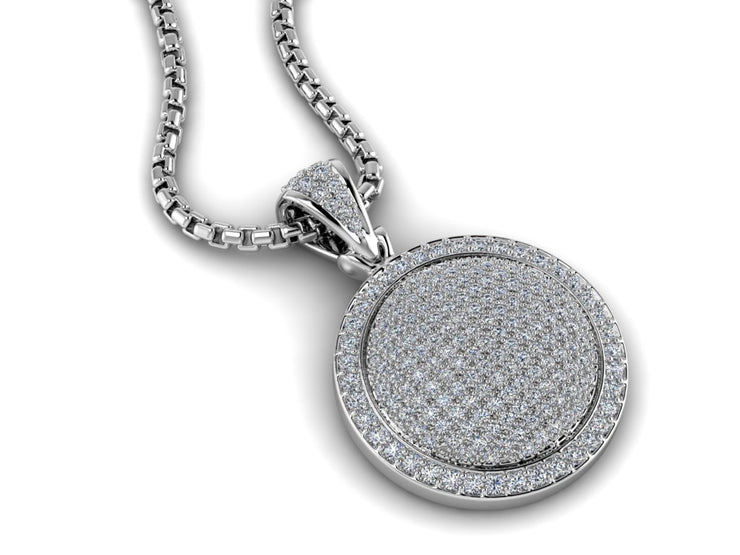 Round Diamond Medallion Pendant w/ Venetian Box Chain
