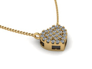 10k 14k Solid Diamond Heart Charm w/ Cuban Link Chain - Diamond heart necklace