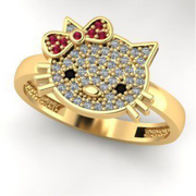 10k 14k Diamond Hello Kitty Charm + Ring + Earring Collection - Custom Hello Kitty