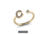 10k Yellow Gold Diamond Ring w/ Gold Band and Diamond Letter - Diamond Initial Ring