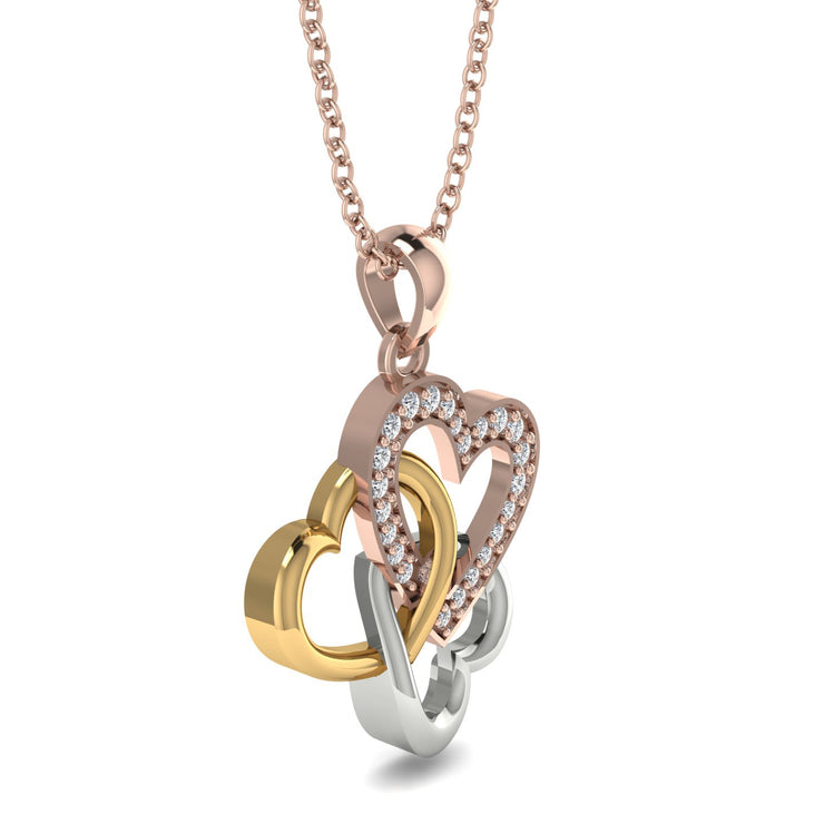 10k Triple Interlocked Heart Pendant