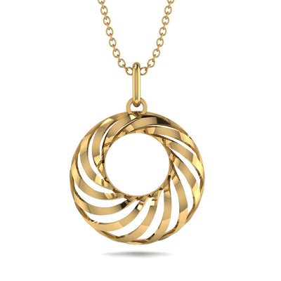 10k 14k Yellow Gold Custom Geometric Spiral Pendant