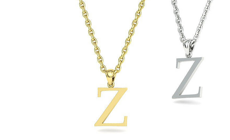 10k 14k Solid Gold Initials Pendants - Letters A-Z Available