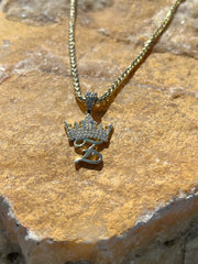 Solid Gold Initial Pendant w/ Diamond Crown and Bail - 10k and 14k Initial Pendant - Diamond Crown Initial Pendant - A-Z Available