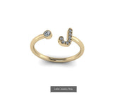 10k Yellow Gold Diamond Ring w/ Gold Band and Diamond Letter - Diamond Initial Ring