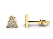14k Diamond Initial Stud Earrings - Letters A-Z Available