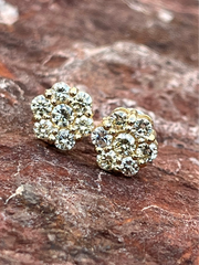 Yellow Gold Diamond Cluster Stud Earrings 10k & 14k Gold Options Available
