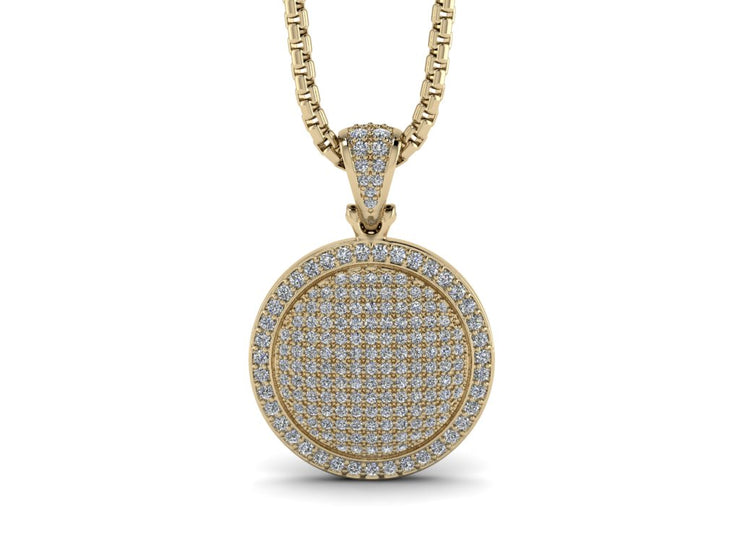 Round Diamond Medallion Pendant w/ Venetian Box Chain