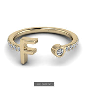 10k 14k 18k Gold Initial Ring w/ Diamond Band
