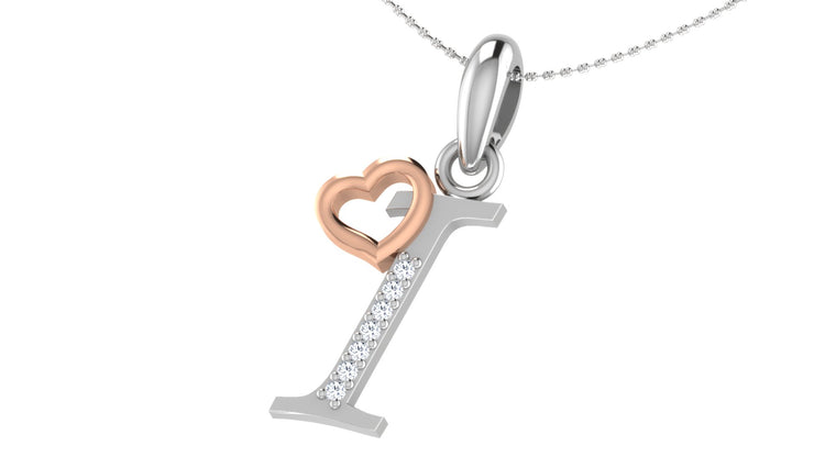 Diamond and Gold Initial pendants w/ solid heart - Multi color captions available