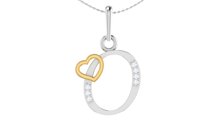 Diamond and Gold Initial pendants w/ solid heart - Multi color captions available