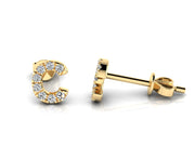 14k Diamond Initial Stud Earrings - Letters A-Z Available