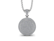 Round Diamond Medallion Pendant w/ Venetian Box Chain