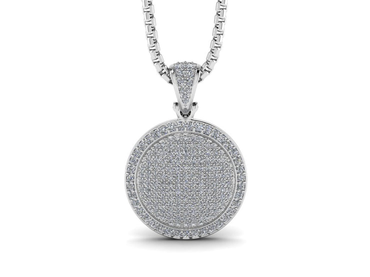 Round Diamond Medallion Pendant w/ Venetian Box Chain