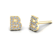 14k Diamond Initial Stud Earrings - Letters A-Z Available