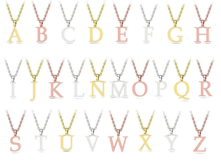 10k 14k Solid Gold Initials Pendants - Letters A-Z Available