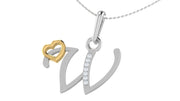 Diamond and Gold Initial pendants w/ solid heart - Multi color captions available