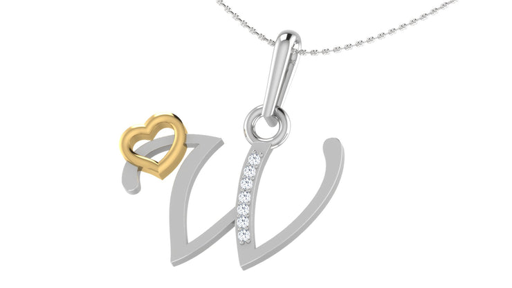 Diamond and Gold Initial pendants w/ solid heart - Multi color captions available