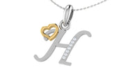 Diamond and Gold Initial pendants w/ solid heart - Multi color captions available