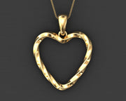14k Twisted Diamond Heart Pendant w/ Cable Link Chain