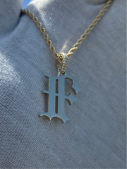 10k 14k Old English Initial Pendant w/ Diamond Bail • A-Z Available