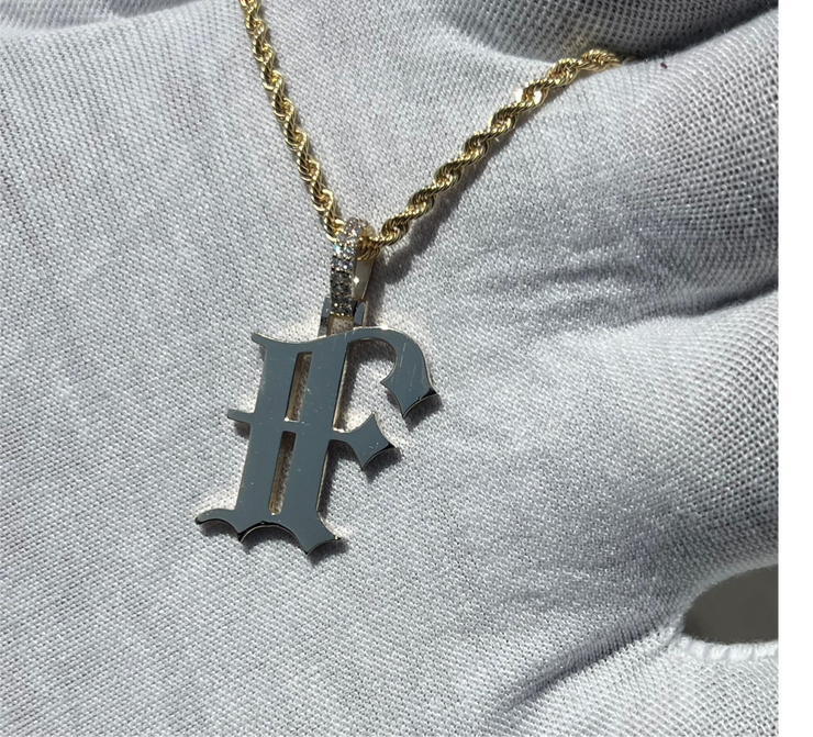 10k 14k Old English Initial Pendant w/ Diamond Bail • A-Z Available