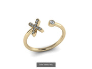 10k Yellow Gold Diamond Ring w/ Gold Band and Diamond Letter - Diamond Initial Ring