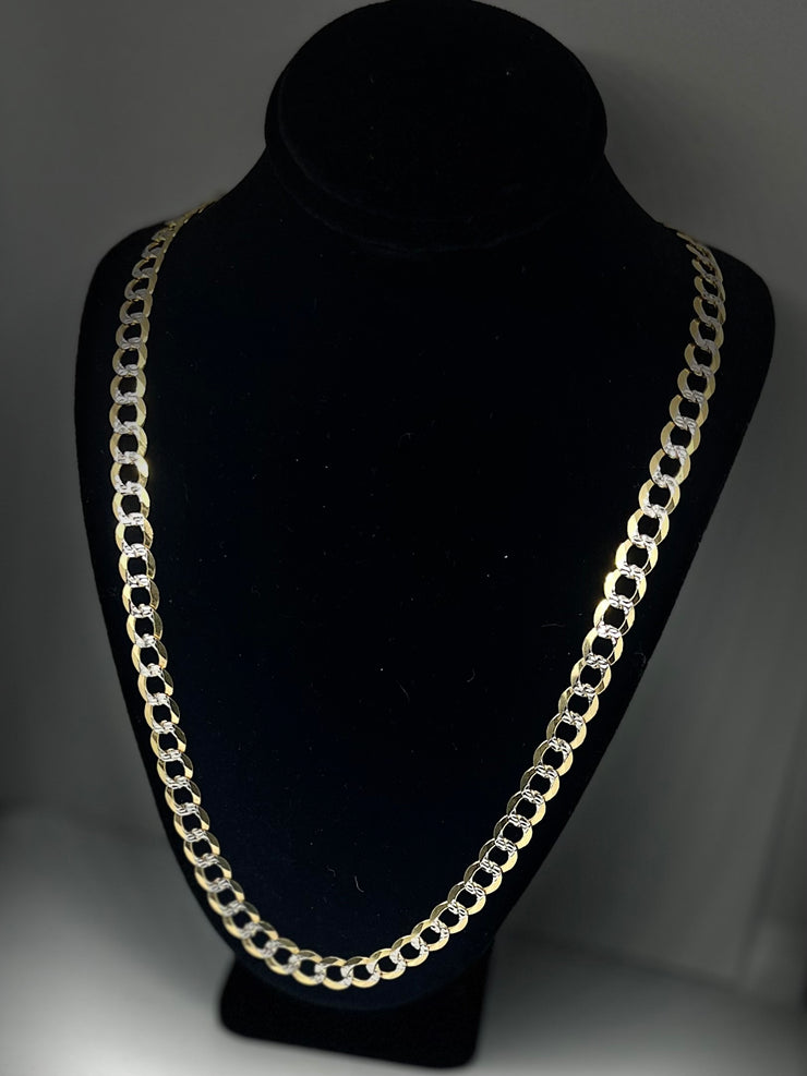 10k 14k Cuban Link Chain - Flat Cuban Link Chain