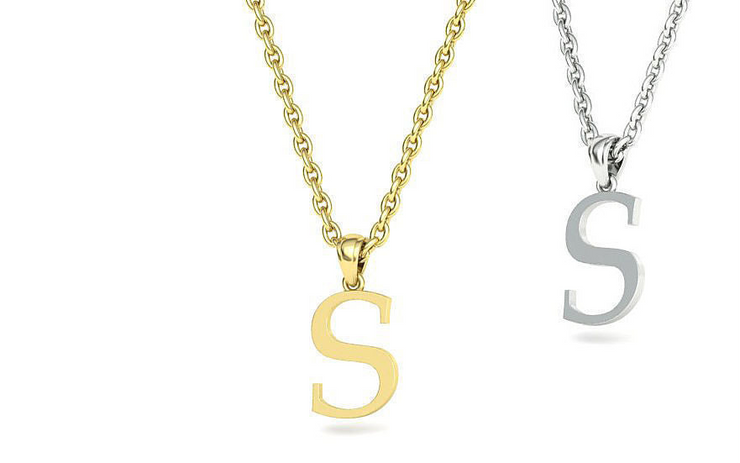 10k 14k Solid Gold Initials Pendants - Letters A-Z Available