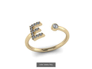 10k Yellow Gold Diamond Ring w/ Gold Band and Diamond Letter - Diamond Initial Ring