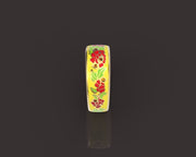 10k 14k 18k Solid Gold Ring with Colored Enamel Flower Pattern