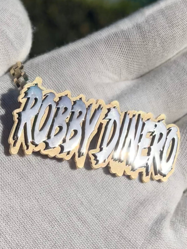 Custom Name Pendants w/ Diamond Emoji Bail - Choose Any Name