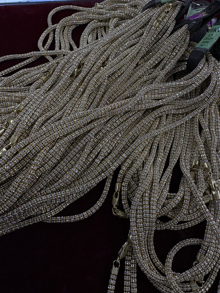 10k & 14k Yellow Gold Ice Chain - Two Tone Ice Chain
