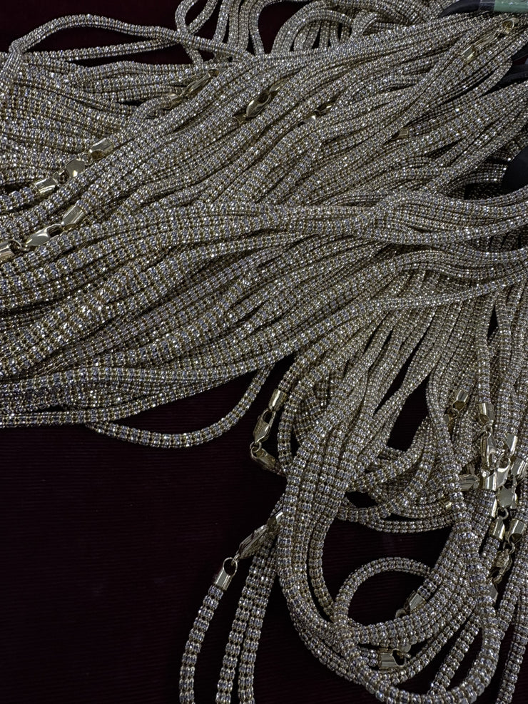 10k & 14k Yellow Gold Ice Chain - Two Tone Ice Chain